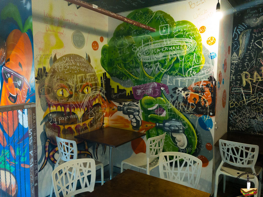 Killer Hamburger and aggressive broccoli wall art