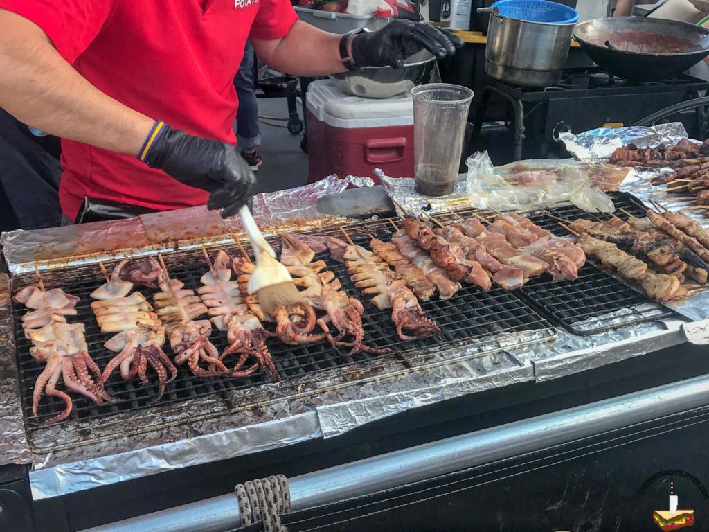 Barbecued Squid on a stick at the KTown Night Market
