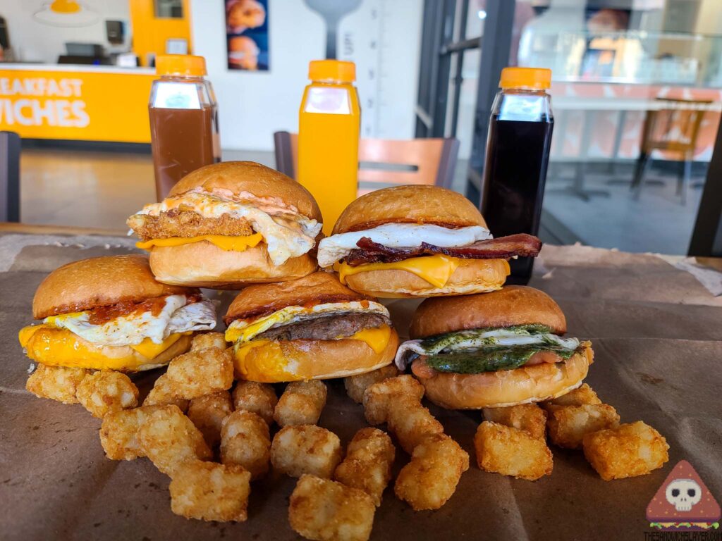 OC sandwiches egg sandwich stacked sandwiches tater tots Breakfast